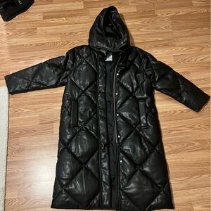 Abercrombie long leather puffer